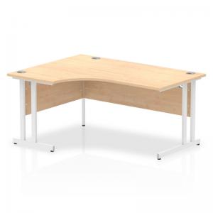 Impulse 1600mm Left Crescent Office Desk Maple Top White Cantilever