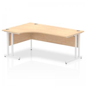 Impulse 1800mm Left Crescent Office Desk Maple Top White Cantilever