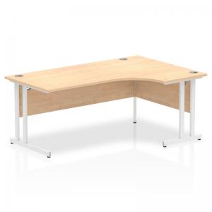 Impulse 1800mm Right Crescent Office Desk Maple Top White Cantilever