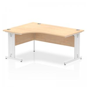 Impulse 1600mm Left Crescent Office Desk Maple Top White Cable Managed