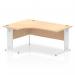 Impulse 1600mm Left Crescent Office Desk Maple Top White Cable Managed Leg I002622