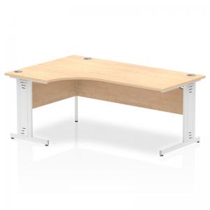 Impulse 1800mm Left Crescent Office Desk Maple Top White Cable Managed