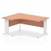 Impulse 1600mm Left Crescent Office Desk Oak Top White Cable Managed Leg I002848