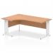 Impulse 1800mm Left Crescent Office Desk Oak Top White Cable Managed Leg I002850