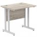 Impulse 800 x 600mm Straight Office Desk Grey Oak Top Silver Cantilever Leg I003060