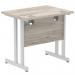 Impulse 800 x 600mm Straight Office Desk Grey Oak Top Silver Cantilever Leg I003060