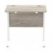 Impulse 800 x 600mm Straight Office Desk Grey Oak Top White Cantilever Leg I003061