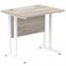 Impulse 800 x 600mm Straight Office Desk Grey Oak Top White Cantilever Leg I003061