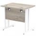 Impulse 800 x 600mm Straight Office Desk Grey Oak Top White Cantilever Leg I003061