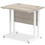 Impulse 800 x 600mm Straight Office Desk Grey Oak Top White Cantilever Leg I003061