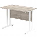 Impulse 1000 x 600mm Straight Office Desk Grey Oak Top White Cantilever Leg I003064