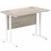 Impulse 1000 x 600mm Straight Office Desk Grey Oak Top White Cantilever Leg I003064