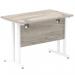 Impulse 1000 x 600mm Straight Office Desk Grey Oak Top White Cantilever Leg I003064