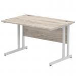 Impulse 1200 x 800mm Straight Office Desk Grey Oak Top Silver Cantilever Leg I003066