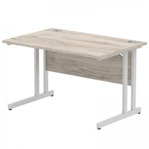 Impulse 1200 x 800mm Straight Office Desk Grey Oak Top Silver