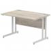 Impulse 1200 x 800mm Straight Office Desk Grey Oak Top Silver Cantilever Leg I003066