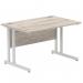 Impulse 1200 x 800mm Straight Office Desk Grey Oak Top Silver Cantilever Leg I003066