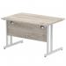 Impulse 1200 x 800mm Straight Office Desk Grey Oak Top Silver Cantilever Leg I003066