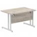 Impulse 1200 x 800mm Straight Office Desk Grey Oak Top Silver Cantilever Leg I003066