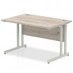 Impulse 1200 x 800mm Straight Office Desk Grey Oak Top Silver Cantilever Leg I003066
