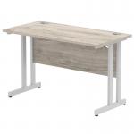 Impulse 1200 x 600mm Straight Office Desk Grey Oak Top Silver Cantilever Leg I003067