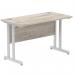 Impulse 1200 x 600mm Straight Office Desk Grey Oak Top Silver Cantilever Leg I003067