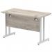 Impulse 1200 x 600mm Straight Office Desk Grey Oak Top Silver Cantilever Leg I003067