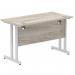 Impulse 1200 x 600mm Straight Office Desk Grey Oak Top Silver Cantilever Leg I003067