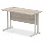 Impulse 1200 x 600mm Straight Office Desk Grey Oak Top Silver Cantilever Leg I003067