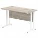 Impulse 1200 x 600mm Straight Office Desk Grey Oak Top White Cantilever Leg I003068