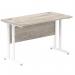 Impulse 1200 x 600mm Straight Office Desk Grey Oak Top White Cantilever Leg I003068