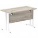 Impulse 1200 x 600mm Straight Office Desk Grey Oak Top White Cantilever Leg I003068