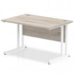 Impulse 1200 x 800mm Straight Office Desk Grey Oak Top White Cantilever Leg I003069