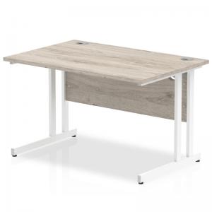 Impulse 1200 x 800mm Straight Office Desk Grey Oak Top White