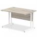 Impulse 1200 x 800mm Straight Office Desk Grey Oak Top White Cantilever Leg I003069