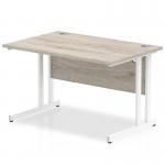 Impulse 1200 x 800mm Straight Office Desk Grey Oak Top White Cantilever Leg I003069