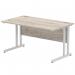 Impulse 1400 x 800mm Straight Office Desk Grey Oak Top Silver Cantilever Leg I003070