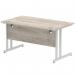 Impulse 1400 x 800mm Straight Office Desk Grey Oak Top Silver Cantilever Leg I003070