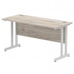 Impulse 1400 x 600mm Straight Office Desk Grey Oak Top Silver Cantilever Leg I003071