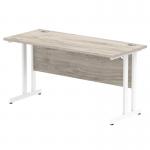 Impulse 1400 x 600mm Straight Office Desk Grey Oak Top White Cantilever Leg I003072