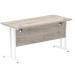 Impulse 1400 x 600mm Straight Office Desk Grey Oak Top White Cantilever Leg I003072