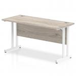 Impulse 1400 x 600mm Straight Office Desk Grey Oak Top White Cantilever Leg I003072