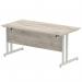 Impulse 1600 x 800mm Straight Office Desk Grey Oak Top Silver Cantilever Leg I003074