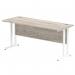 Impulse 1600 x 600mm Straight Office Desk Grey Oak Top White Cantilever Leg I003076