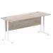 Impulse 1600 x 600mm Straight Office Desk Grey Oak Top White Cantilever Leg I003076