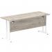 Impulse 1600 x 600mm Straight Office Desk Grey Oak Top White Cantilever Leg I003076