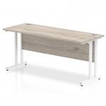 Impulse 1600 x 600mm Straight Office Desk Grey Oak Top White Cantilever Leg I003076
