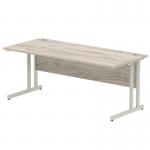 Impulse 1800 x 800mm Straight Office Desk Grey Oak Top Silver Cantilever Leg I003078