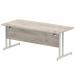 Impulse 1800 x 800mm Straight Office Desk Grey Oak Top Silver Cantilever Leg I003078