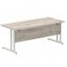 Impulse 1800 x 800mm Straight Office Desk Grey Oak Top Silver Cantilever Leg I003078